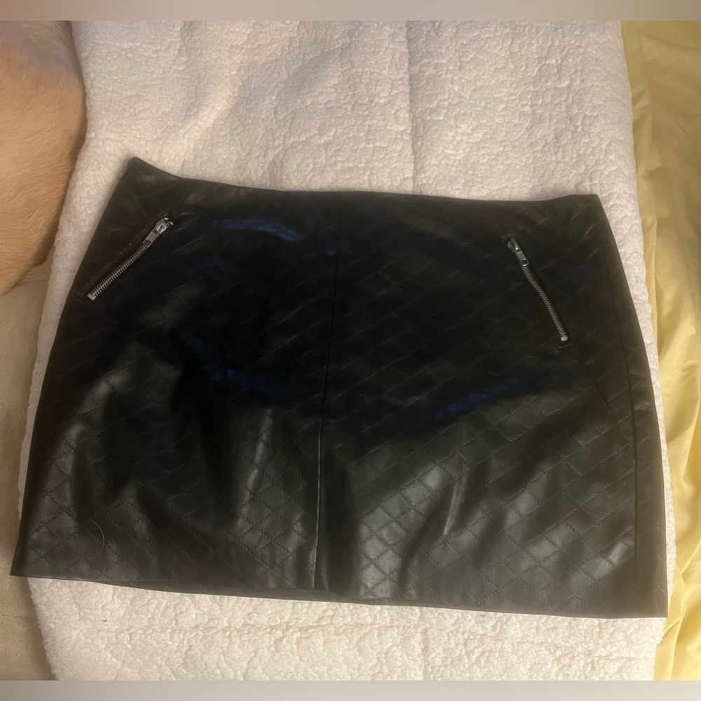Cynthia Rowley faux black leather mini skirt, size 10